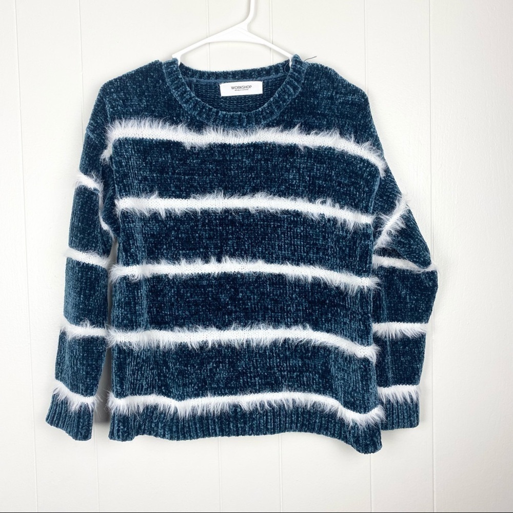 Workshop | Blue and White Striped Chenille Sweater
